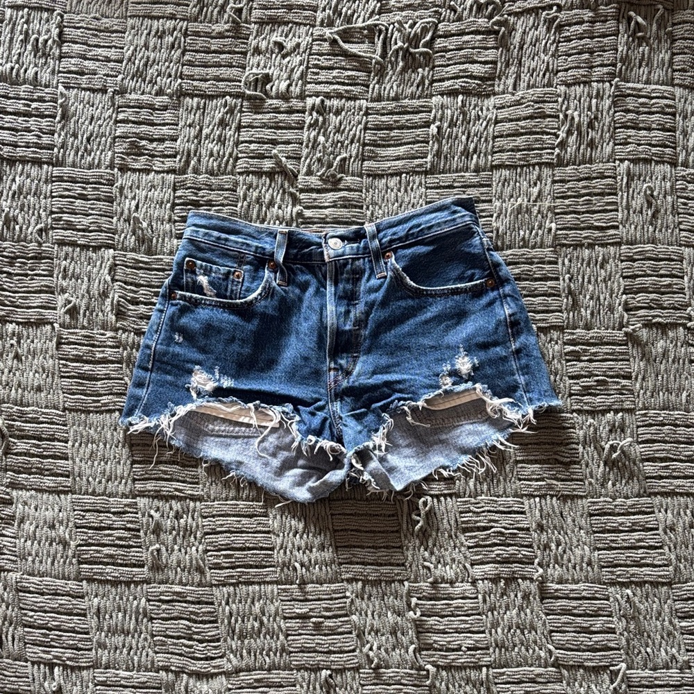 Levi's Blue Distressed Jean Shorts